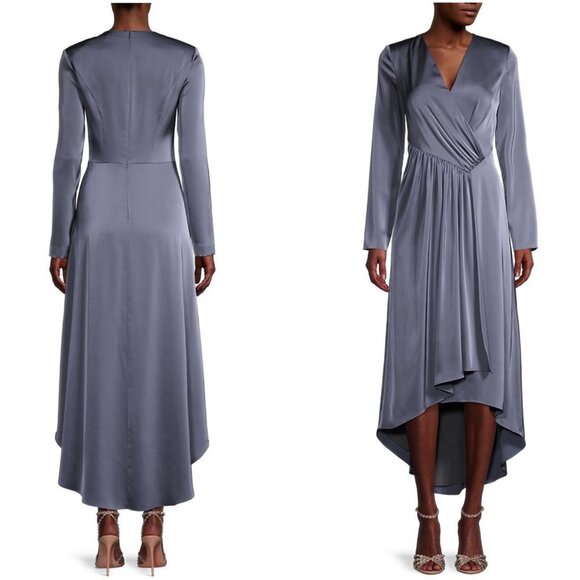 Kay Unger Women Evening Dress Size 4 Formal Helena Hi-Low Faux Wrap Cocktail New - Picture 2 of 12